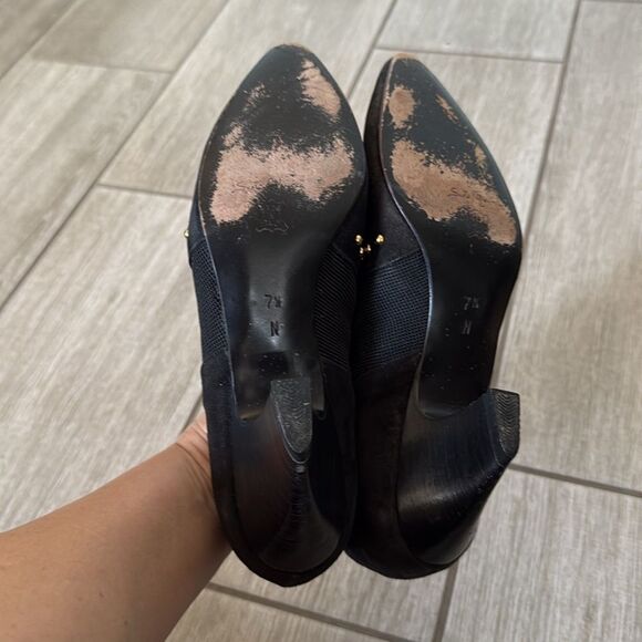 VTG 90’s Sesto Meucci Black Leather Pointed Toe Studded‎ Ankle Boots 7.5 Booties - Picture 6 of 9